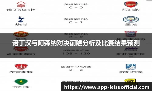 诺丁汉与阿森纳对决前瞻分析及比赛结果预测